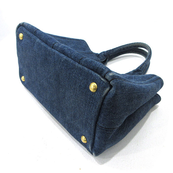 Prada Canapa Denim Tote Bag Blue - Picture 3 of 12